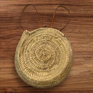 Woven Straw‎ Backpack Bag Round Circle Summer Beach Boho Chic